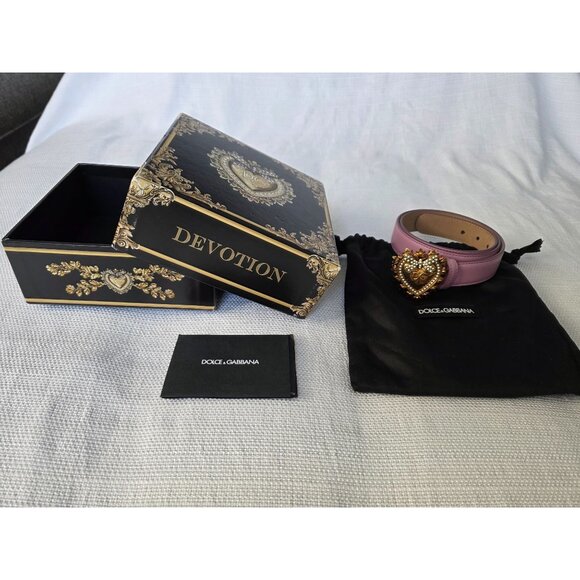 Dolce & Gabbana Devotion Heart Pearl Buckle Leather Belt Pink 75/30 Italy main image 8